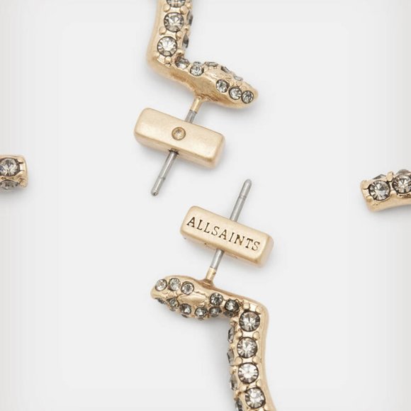 Allsaints Seren Pave Gold-Tone Hoop Earrings - Picture 3 of 8